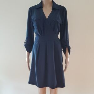 Navy Midi Wrap Dress
